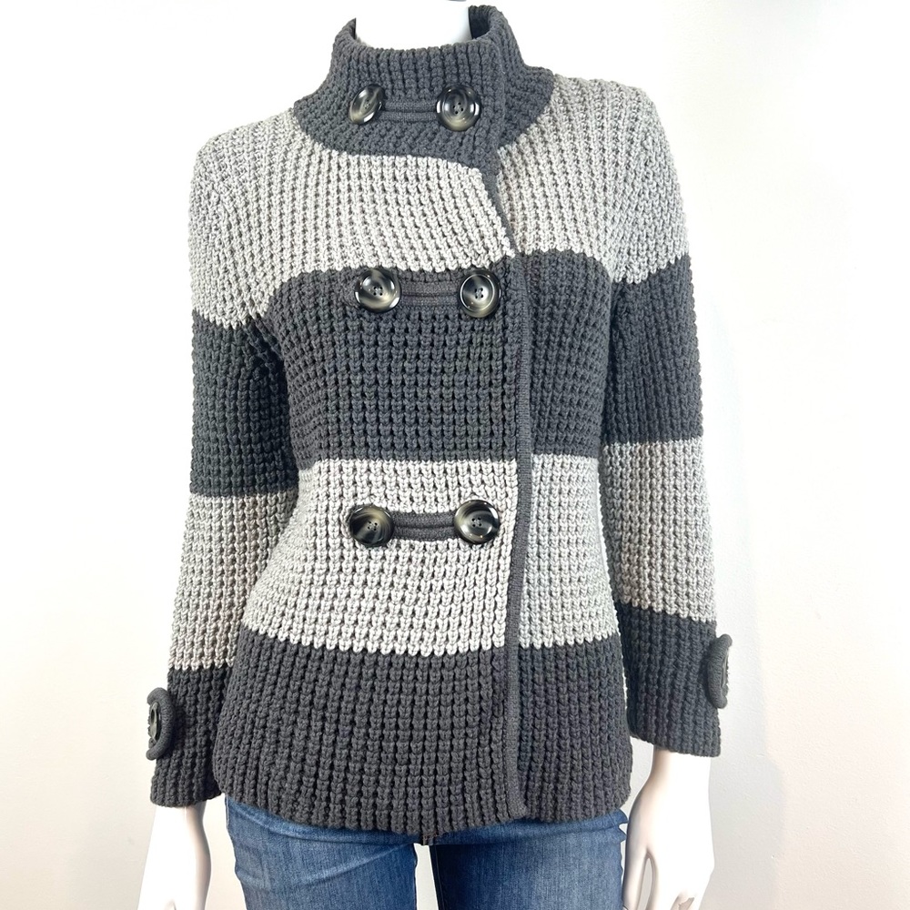BANANA REPUBLIC Double Breasted Stripe Wool Blend Sweater Women's Size Medium